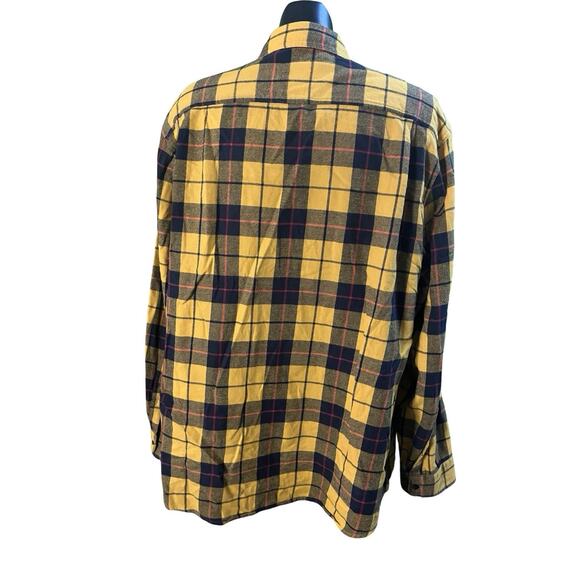 Amazon Essentials Men’s Flannel Yellow Black Long Sleeve Button Front - Picture 2 of 7